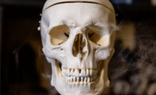 Skeleton with smoke coming out of eyes