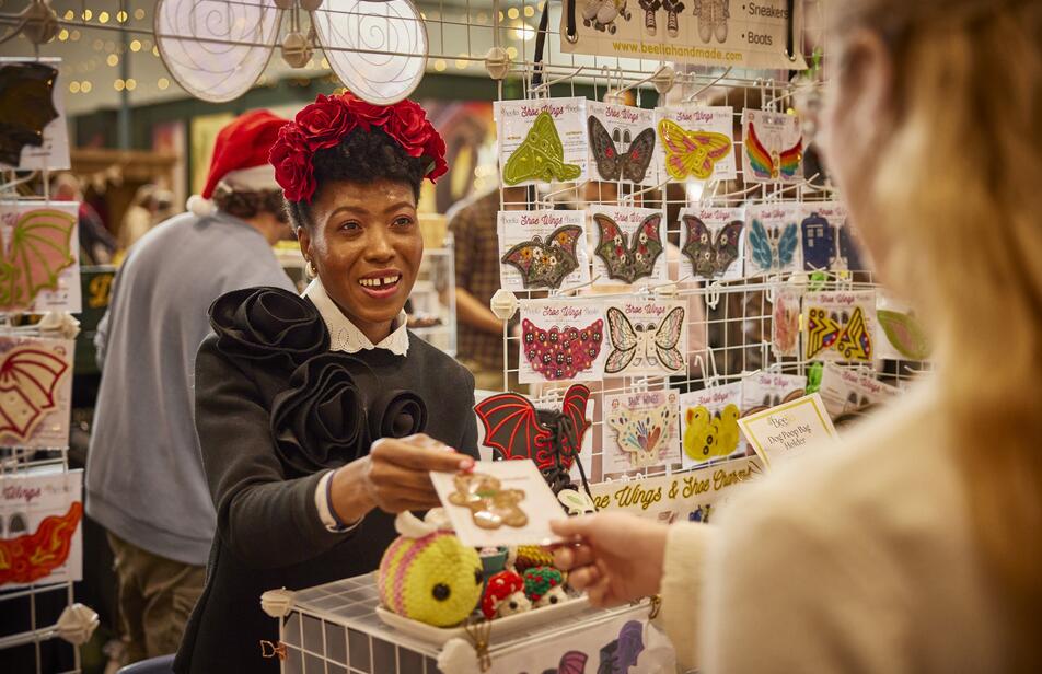 A vendor at the christmas market