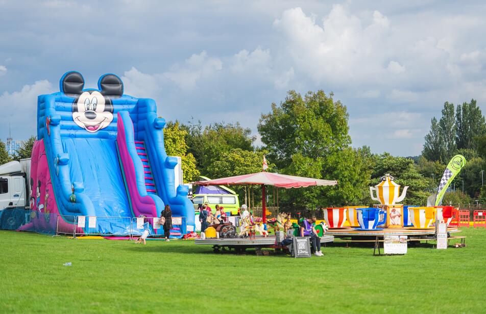 Inflatable slide in the field