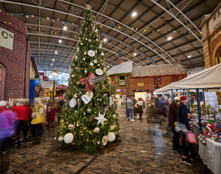 Milestones Christmas Market with Christmas tree